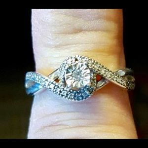 Sterling silver diamond promise ring